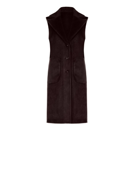 Casaco comprido sem mangas e camurçado reversível em pêlo sintético Rinascimento