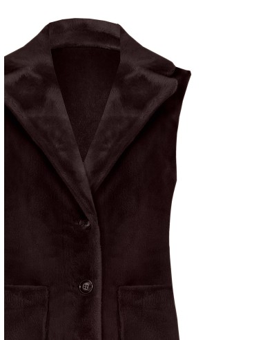 Casaco longo sem mangas com efeito camurça, reversível, em pele sintética Rinascimento