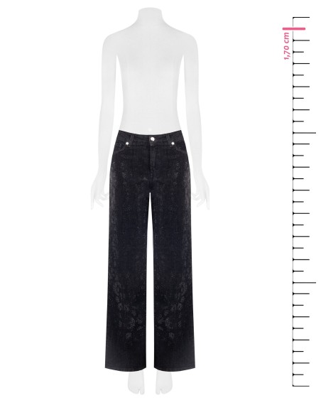 Jeans Straight esfumados com motivo maculado em strass na frente Rinascimento