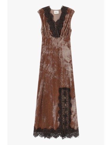 Vestido longo sem mangas com aplicações em renda Dixie