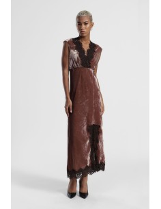 Vestido longo sem mangas com inserções em renda Dixie