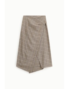 Saia transpassada xadrez com bainha assimétrica Dixie