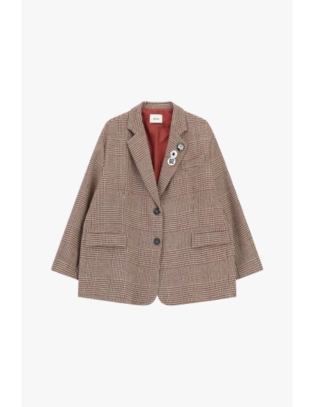 Blazer Xadrez com Botões e Broches Decorativos Dixie