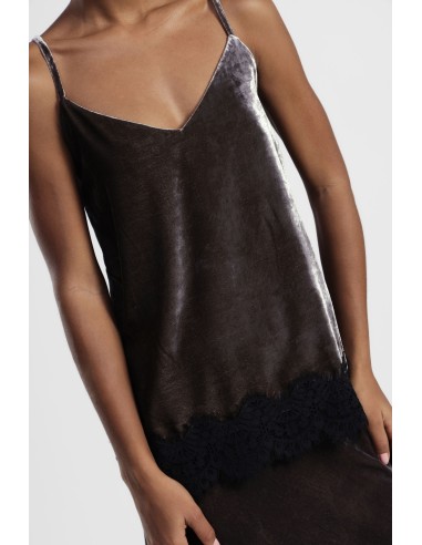 Top de alças finas com acabamento em renda Dixie