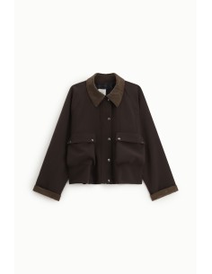 Casaco Curto Com Bolsos Aplicados E Gola Canelada Dixie