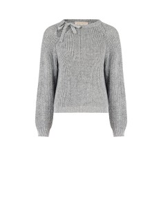 Pulôver Curto Trançado com Lurex e Detalhe Cut-Out Rinascimento