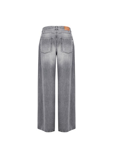 Jeans de perna larga com cristais cabochon Rinascimento