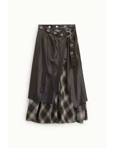 Saia midi assimétrica com painéis em xadrez Dixie 2