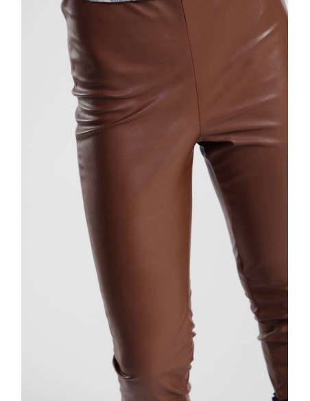 Calças Corte Skinny Cintura Alta Efeito Pele Dixie