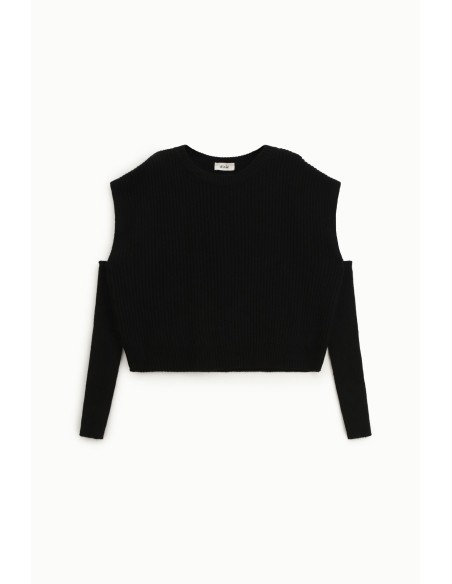 Camisola de Gola Redonda com Mangas Recortadas Dixie