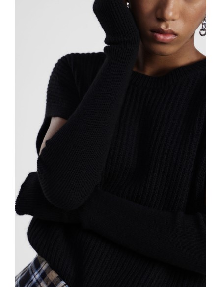 Camisola de Gola Redonda com Mangas com Recortes Dixie