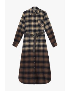 Vestido Longo Xadrez Com Cinto E Bolso Dixie 2