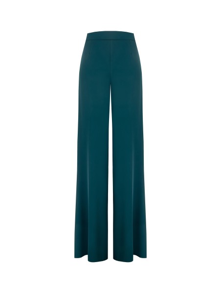 Calças Palazzo Em Tecido Fluido Crepe Com Duas Pregas Rinascimento