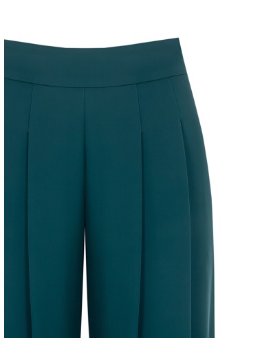 Calças Palazzo em tecido fluido crepe com dupla pinça Rinascimento