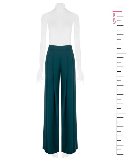 Calças palazzo em tecido fluido crepe com duas pinças Rinascimento