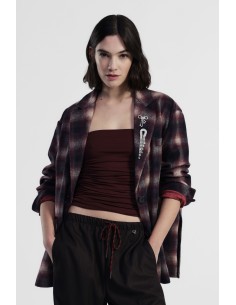 Blazer xadrez com broche decorativo e bolsos Dixie