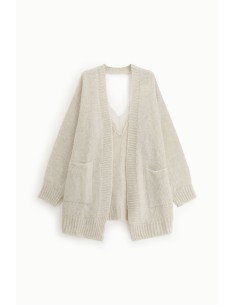 Cardigan longo com bolsos aplicados na frente Dixie