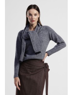 Camisola de gola redonda com lenço integrado amarrado Dixie