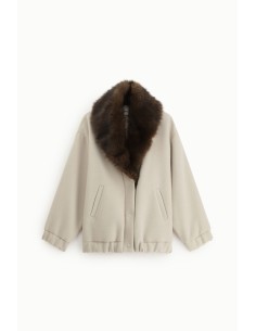 Casaco curto com gola ampla em pele Dixie