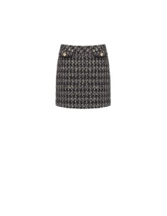 Minissaia trapezoidal em tweed com lantejoulas e lurex Rinascimento