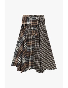 Saia Midi Assimétrica Estampa Xadrez Dixie 2