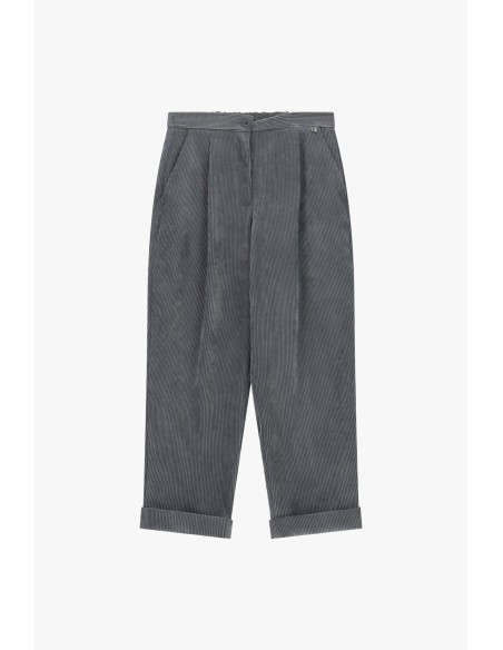 Calças Palazzo Cintura Alta com Pences e Vira Dixie