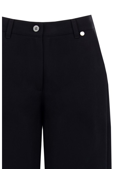 Calças palazzo cropped em mistura de viscose com elástico na parte de trás Rinascimento