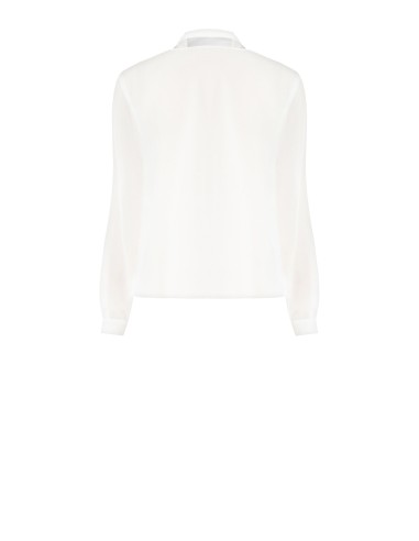 Blusa fluida em georgette com broche de flor e foulard integrado Rinascimento