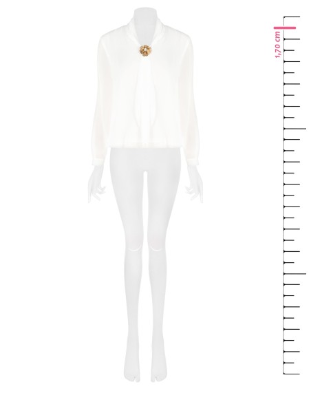 Blusa Fluida em Georgette com Broche de Flor e Lenço Integrado Rinascimento