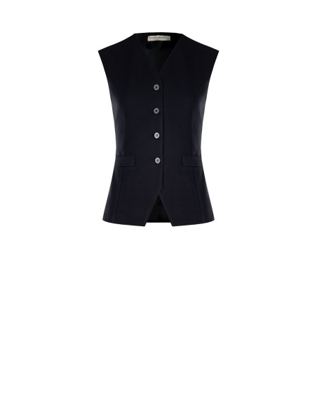 Colete longo com cordões nas costas em mistura de viscose Rinascimento