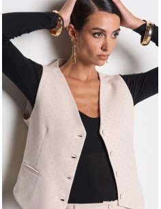 Colete amplo com cinturino atrás coberto de microstrass Rinascimento 2