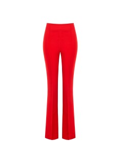 Calças flare em crepe pesado com fecho lateral Rinascimento