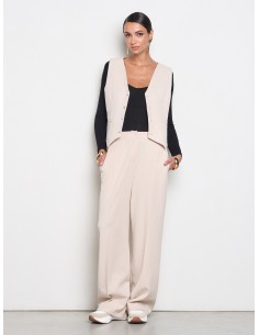 Calças Palazzo cobertas de mini strass com elástico atrás Rinascimento