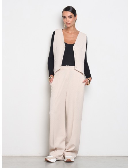 Calças Palazzo cobertas de mini strass com elástico atrás Rinascimento