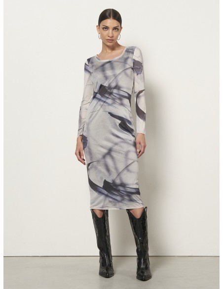 Vestido Midi Tubinho em Malha Brilhante Rinascimento