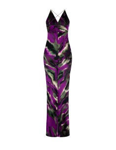 Vestido longo tipo camisola em cetim Rinascimento 2