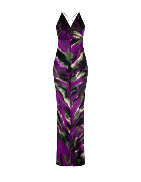 Vestido longo estilo camisola em cetim Rinascimento