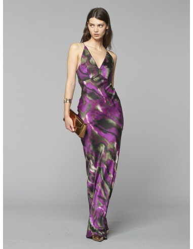 Vestido longo tipo camisola em cetim Rinascimento