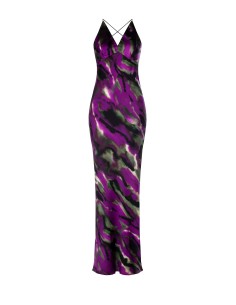 Vestido longo tipo camisola em cetim Rinascimento