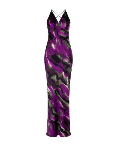 Vestido longo tipo camisola em cetim Rinascimento