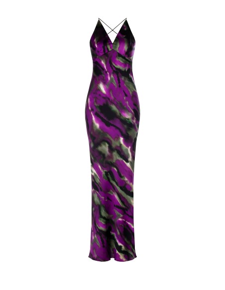 Vestido longo tipo camisola em cetim Rinascimento