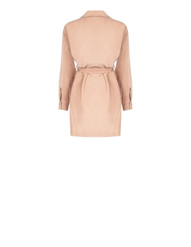 Vestido Curto em Veludo Cotelê com Decote em V e Bolsos Rinascimento