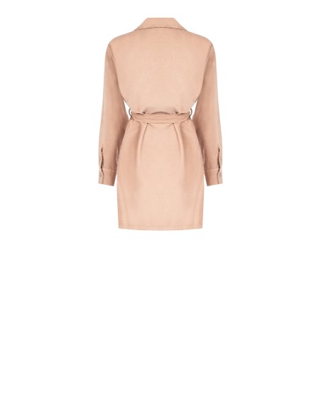 Vestido Curto em Veludo Cotelê com Decote em V e Bolsos Rinascimento