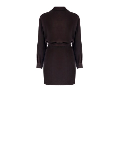 Vestido Curto Em Veludo Cotelê Com Decote Em V E Bolsos Rinascimento