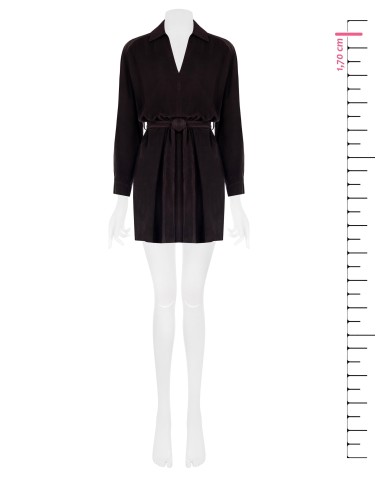 Vestido Curto Em Veludo Cotelê Com Decote Em V E Bolsos Rinascimento