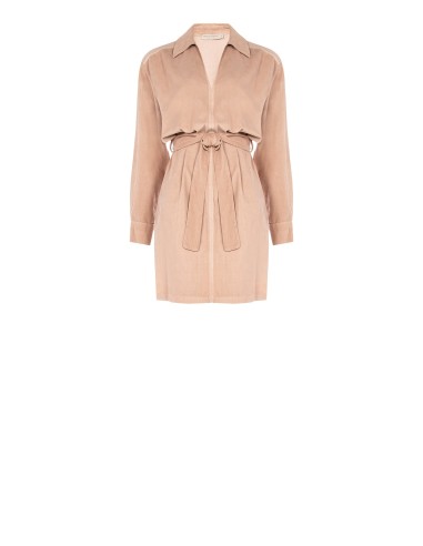 Vestido curto em veludo cotelê com decote em V e bolsos Rinascimento