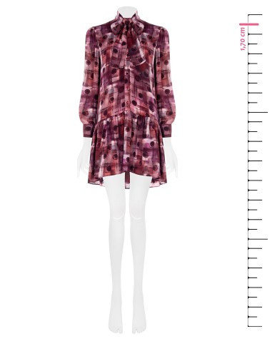 Vestido Curto Em Georgette Com Botões E Laço Rinascimento