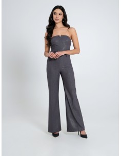 Macacão Palazzo em tecido laminado Rinascimento