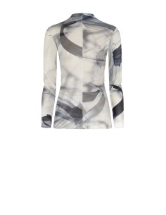 Top de gola alta em malha brilhante semitransparente Rinascimento 2