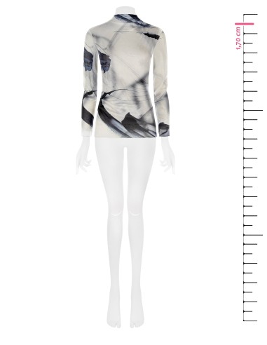 Top gola alta em malha brilhante semitransparente Rinascimento